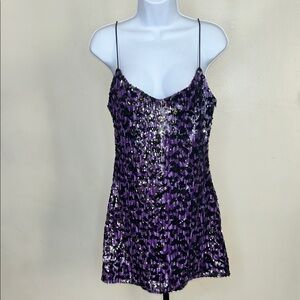 Purple Sequin Cami Tank Top Dress - Women